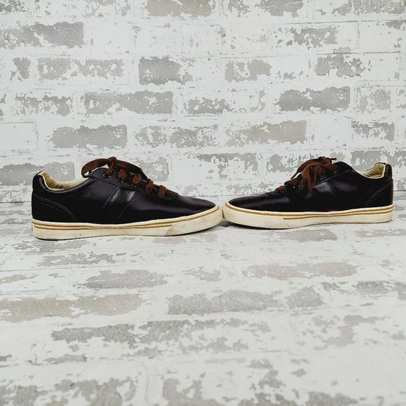 Polo Ralph Lauren Hanford Brown Leather Lace Up Fashion Tennis Sneakers V511 - Picture 7 of 11